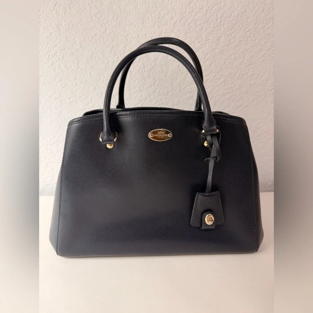 Coach Margot Carryall Satchel Purse | Navy Blue with Gold Hardware